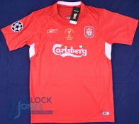Liverpool FC home football shirt, 2005 Champions League Final #8 Gerrard, Size XL, Reebok /