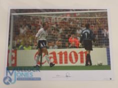 Stuart Pearce England FC hand-signed limited edition colour print (347/500) scoring a penalty