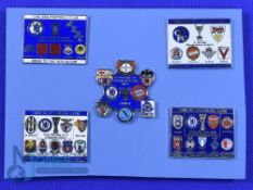 Set of five enamel pin badges from Chelsea Football Club route to various Cup Finals including