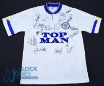 Leeds United FC Home Football Shirt 1990-1991 Squad signed including Speed, Batty, McAllister,
