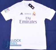 Real Madrid FC Home Football Shirt 2016 Champions League Cup Final, Size L, Adidas / Fly Emirates,
