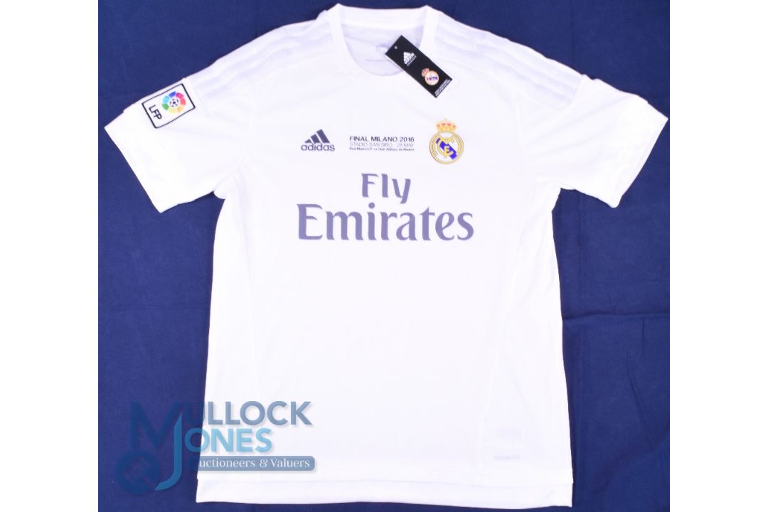 Real Madrid FC Home Football Shirt 2016 Champions League Cup Final, Size L, Adidas / Fly Emirates, - Image 1 of 2