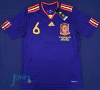 Spain FC away football shirt 2016 #6 Iniesta, v Netherlands at Johannesburg, Size M, Adidas, with