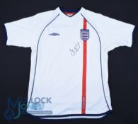 England FC Home Football Shirt 2001-2003 with an unknown autograph on front, Size MB, white (G)