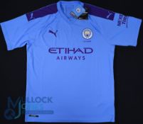 Manchester City FC home football shirt 2019-2020 125 Years, Size L, Puma / Etihad Airways, blue with