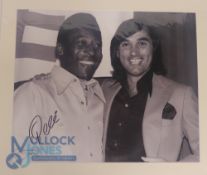 Pele hand signed black and white print depicted with George Best, with COA to reverse, size 69x59