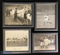 1946 Framed WW2 and Victory International Rugby Photos (4): Rarely seen b/w action shots, neatly and