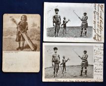 Collection of early overseas golfing postcards (3) to include a rare Singhalese Child Golf Caddie (