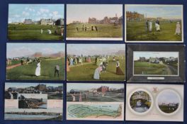 Interesting collection of early 20thc Ladies St Andrews coloured golfing postcards (9) to include 2x