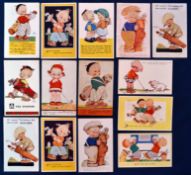 Interesting collection of Mabel Lucie Attwell coloured golfing postcards (14) all from the late