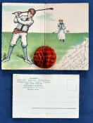 2x Early 20thc European Folding Pop-Up Coloured Novelty Golfing Postcards - one used and dated 1906