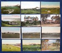 Collection of early 20thc English golf club coloured postcards from 1905 onwards (12) to include