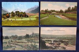 Collection of early and rare 20th century Overseas golf club coloured postcards (4) to include
