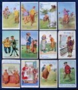 Good selection of various humorous coloured golfing postcards from the early 1900s onwards (12)