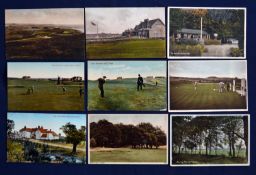Interesting collection of 19th/20thc English Golf Links coloured golfing postcards (9) to incl