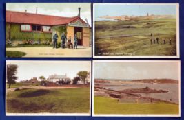 Interesting collection of early Scilly Isles and Channel Islands coloured golfing postcards from the