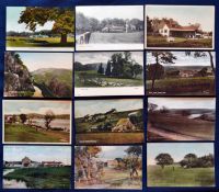 Collection of several early 20th century English golf club coloured postcards including 