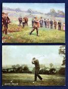 2x Early Coloured Golfing Postcards of Open Champions - to include James Braid and another of