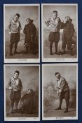 Set of 4x 19th c/early 20th c theatre golfing postcards - featuring actor John Humphries as 