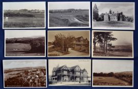 Interesting collection of mostly South of England Golf Clubs b&w postcards from the early 1900s