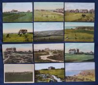 Collection of various early 20thc English golf club coloured postcards (12) to include 3x Seaford;