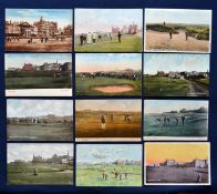 An interesting collection of early 20thc St Andrews Golfing Scene coloured postcards (12) to include