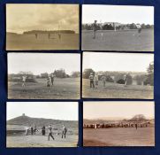 Interesting collection of golfers playing postcards (6) to include a large gallery watching on
