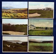 Collection of Barton on Sea Golf Links coloured postcards (6) to include an early golfing scene of
