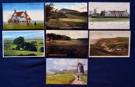Interesting collection of several early 20thc English golf club coloured postcards (7) to include 