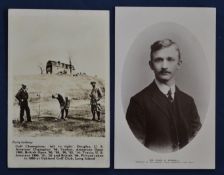 2x Interesting Early Players golfing postcards - one featuring 3x 