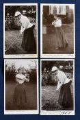 Collection of early Glamour Girl Real Photograph Golfing Postcards from 1905 one signed (4) to
