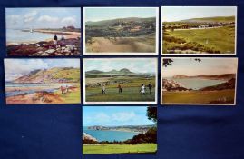 Interesting collection of early 20thc Welsh golfing postcards (7) to include 