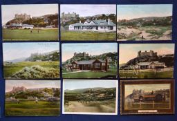 Good selection of early 20thc of Royal St Davids Golf Links Harlech coloured postcards (9) to
