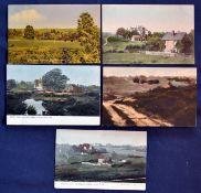 Collection of early 20th c Forest Row Ashdown Forest Golf club coloured postcards (5) with views