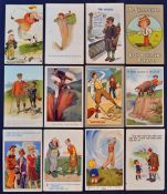Good selection of early humorous comic coloured golfing postcards (11) artists include A Scott, Chas