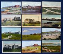 Interesting collection of early St Andrews and Tom Morris coloured golfing postcards from the