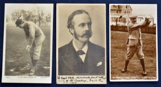 Collection of early political leaders golfing postcards (3) to include the Rt Hon A J Balfour (PM