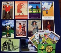 Collection of large modern coloured golfing postcards - one signed (11) to include Guinness Series