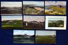 Good and varied collection of Newquay Cornwall golf links coloured postcards from the early 1900s (