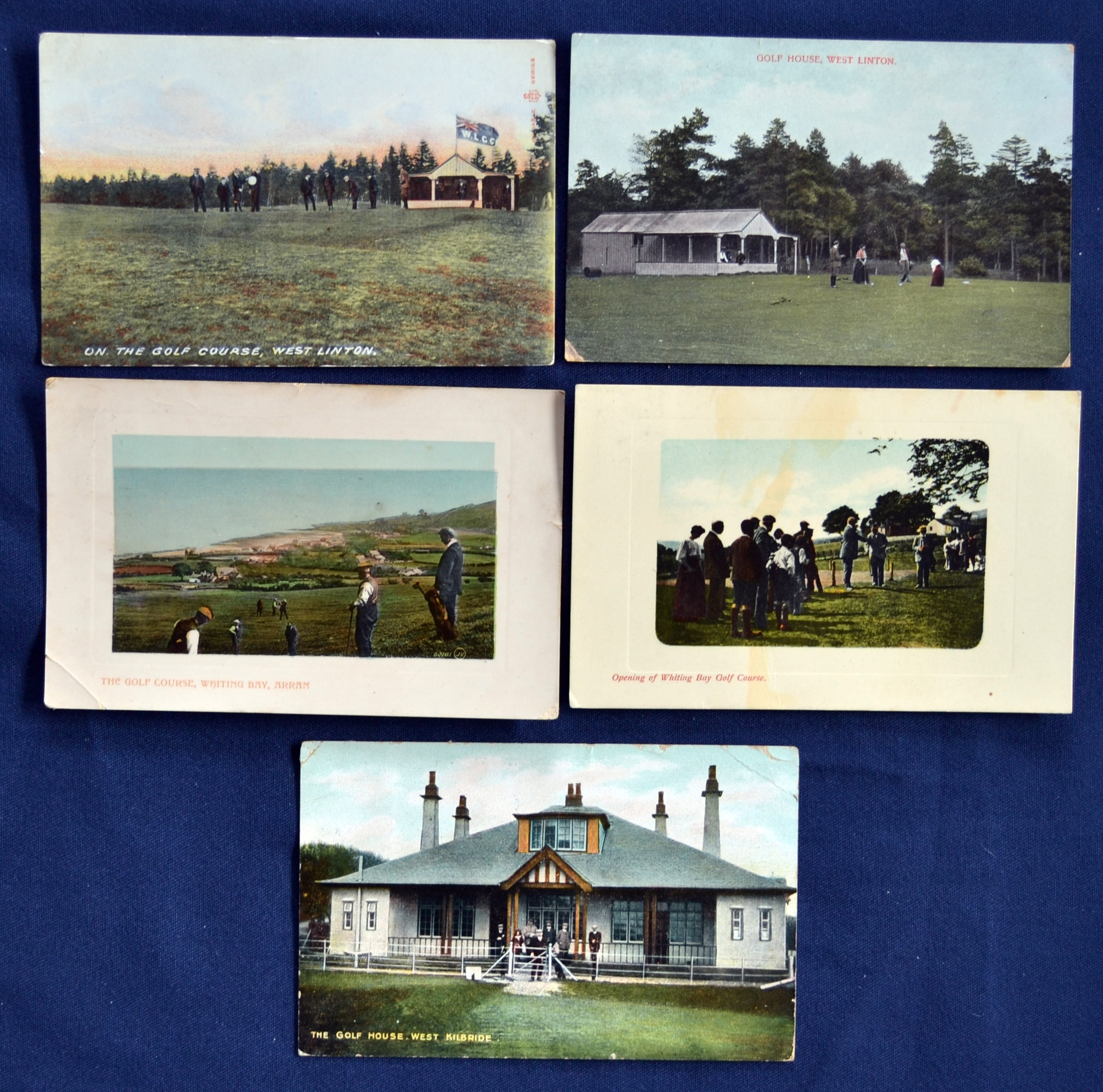 Collection of various early Scottish Golf Club colour postcards (5) to include 2x West Linton, 2x