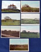 Collection of early 20thc Seascale Golf Club coloured postcards (7) to include 18th green, Golf