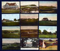 Interesting collection of various early 20thc English golf links coloured postcards (12) to