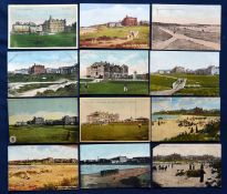 Interesting collection of early St Andrews and Tom Morris coloured golfing postcards from 1907