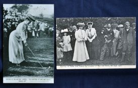 2x 1906 Opening of Dollar Golf Course postcards - both featuring The Countess of Mar and Kellie -
