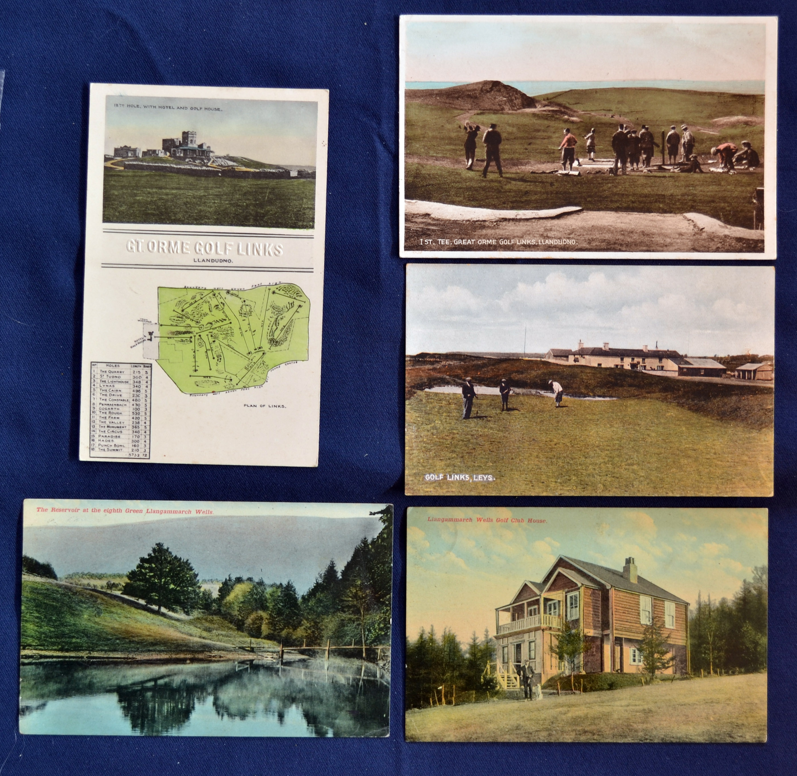 Rare collection of Welsh "Missing Links" coloured golfing postcards (5) to include 2x Great Orme