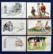 Interesting collection of early American romantic and humorous golfing postcards from the 19thc (