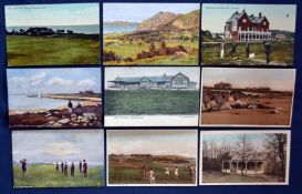 Interesting collection of various early Welsh Golf Club coloured postcards from the first quarter of