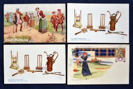 3x Early Lady Golfing Coloured Postcards et al (5) to include 