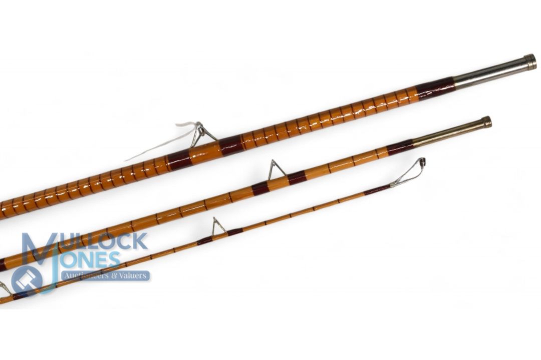 B James Avocet 11'6", 3 piece split cane rod, lightly restored, burgundy close whipped, high bells - Image 2 of 3