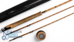 A scarce R Chapman of Ware, Herts, Di-Maggio split cane trout fly rod - with spare tip No 2000 -